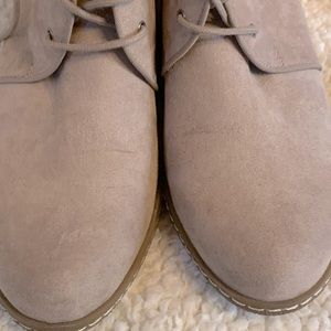 Franco Sarto Suede Cream Bootie Wedges